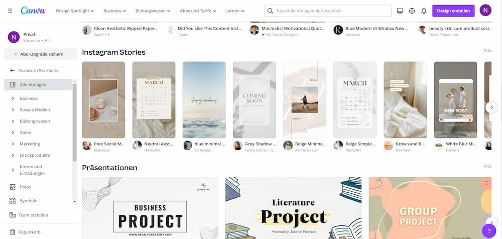 Canva UI